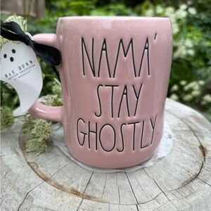 👻🧘🩷 Rae Dunn Pink Double Sided Namá Stay Ghostly Mug BNWT